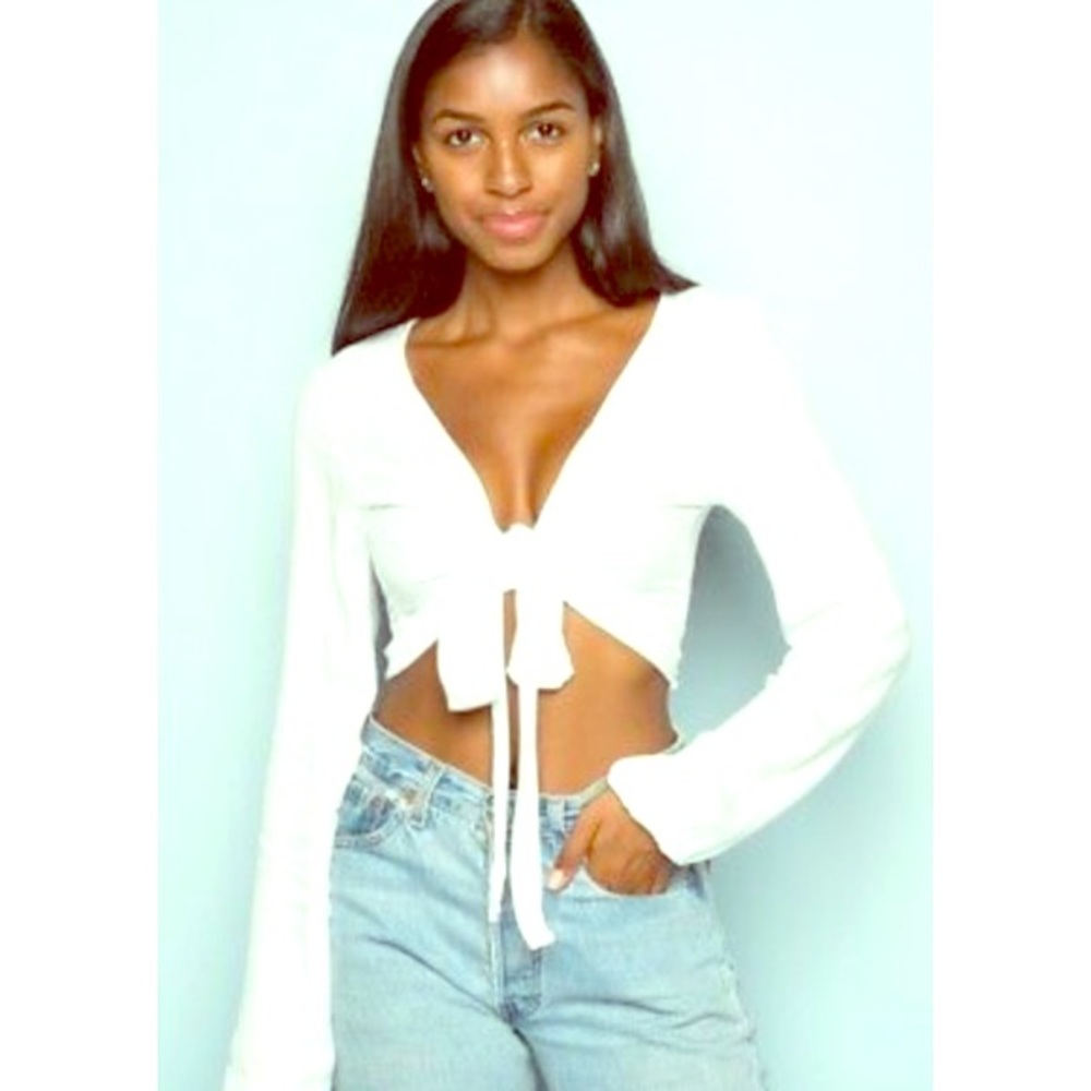Brandy Melville Tie Front Top Black